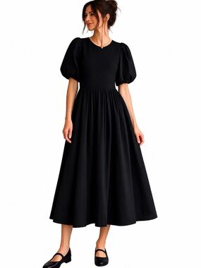 En Saison Balletcore Puff Sleeve Midi Dress Small Minimalist